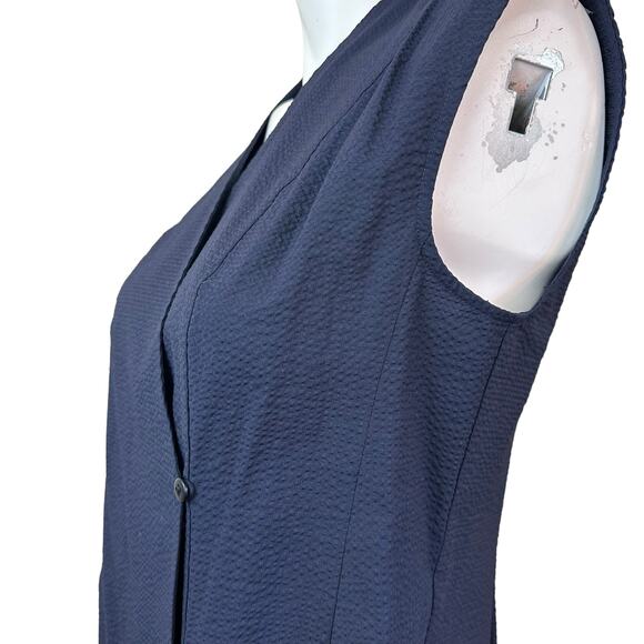 MM LaFleur Navy Blue Sleeveless Textured Blouse sz S - Picture 5 of 9